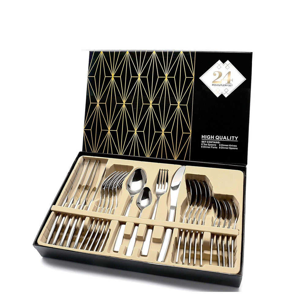 24 PCS Flatware Set Cutlery Dinnerware Spoon Knives Gift BoxBrand: rtrfdg Material: Rice Husk Place of Origin: Mainland China Color classification: China Russian Federationkitchen accesories